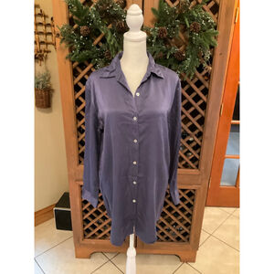 Jillian Jones Minimal Workwear Silk Button Down Blouse Purple Size Small